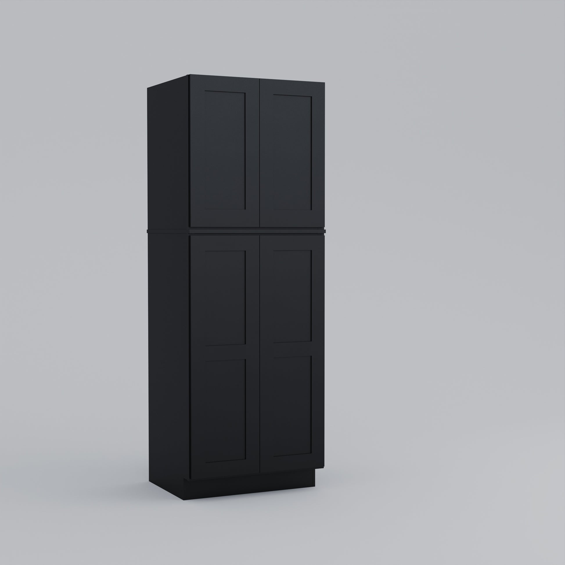 two piece utility pantry tall shaker cabinet black 30