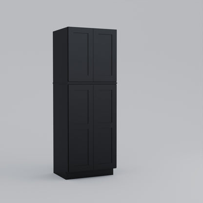 two piece utility pantry tall shaker cabinet black 30