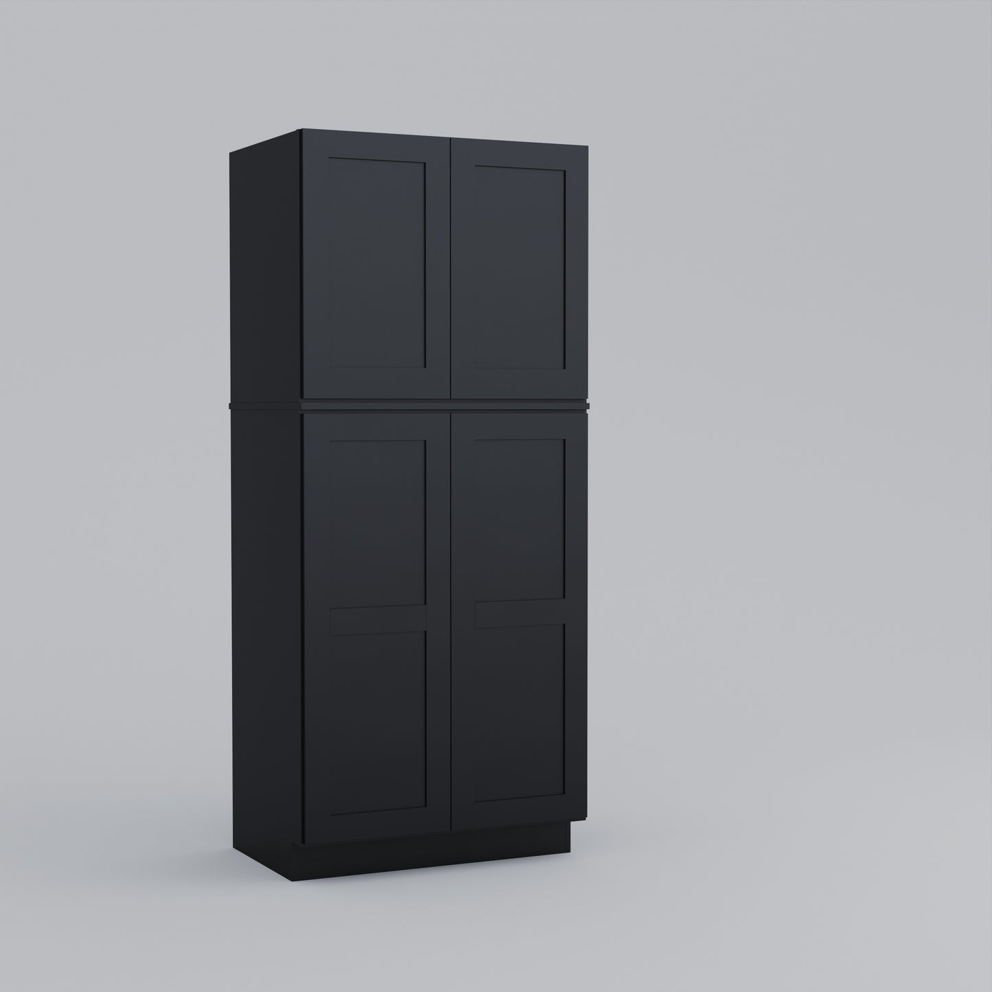 two piece utility pantry tall shaker cabinet black 36