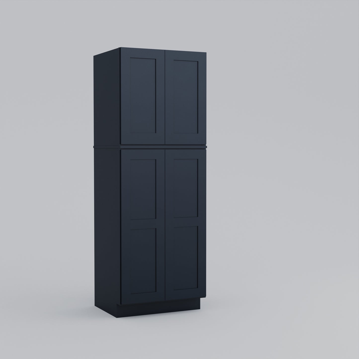 two piece utility pantry tall shaker cabinet blue 30