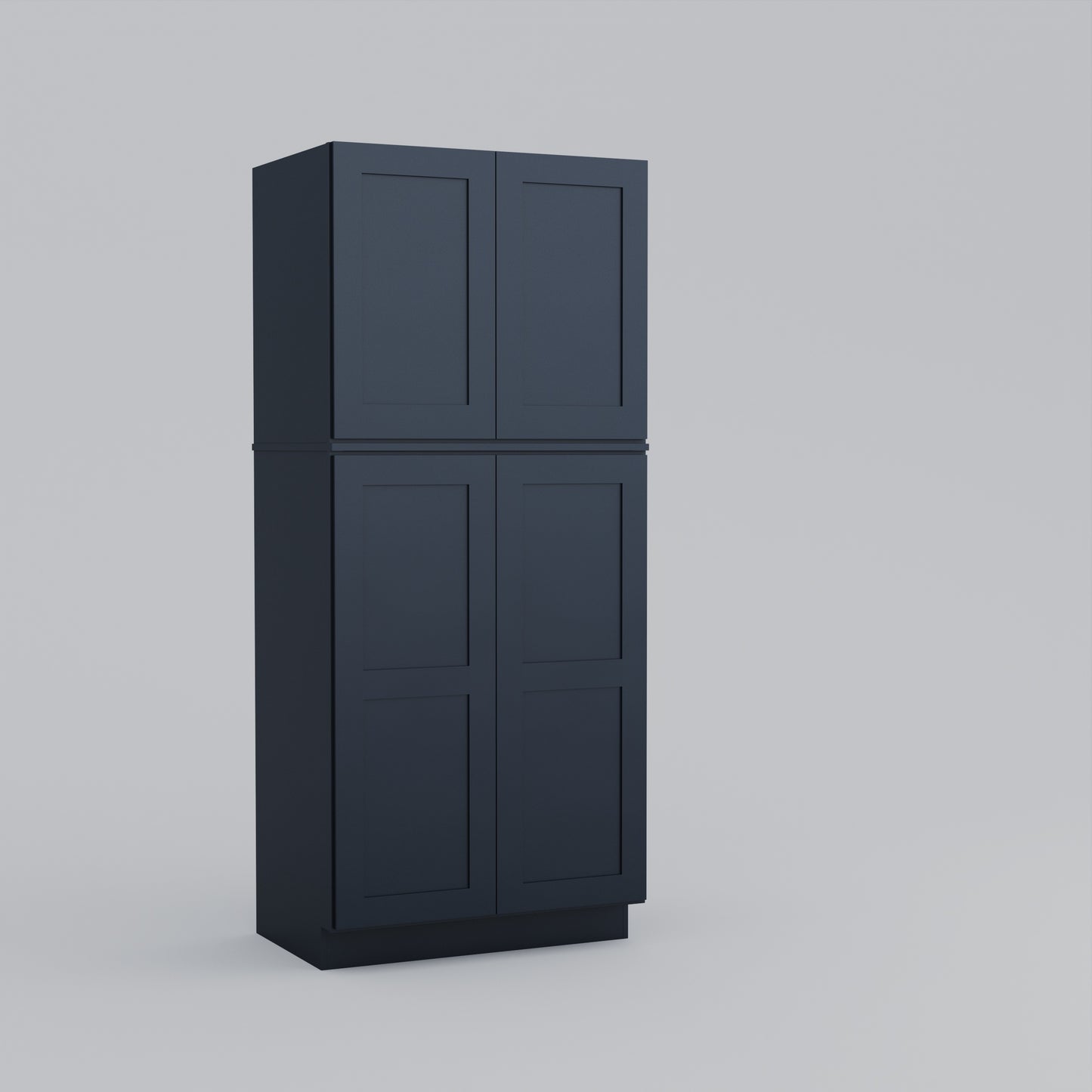 two piece utility pantry tall shaker cabinet blue 36