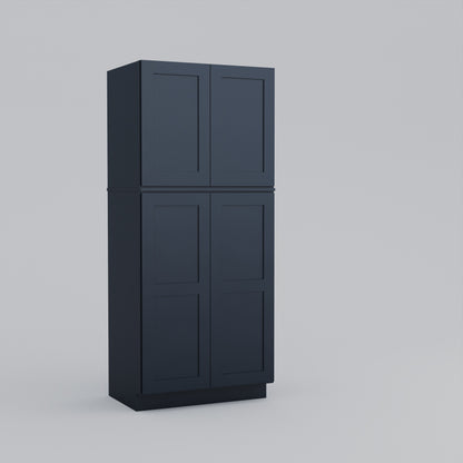 two piece utility pantry tall shaker cabinet blue 36