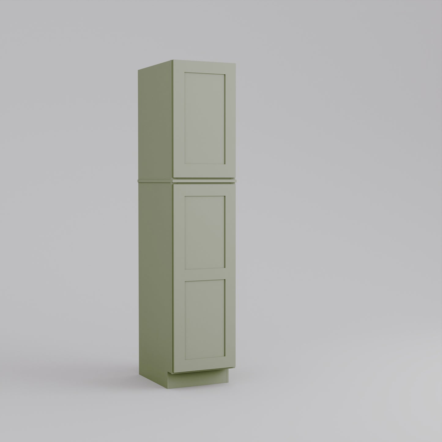 two piece utility pantry tall shaker cabinet sage green 18