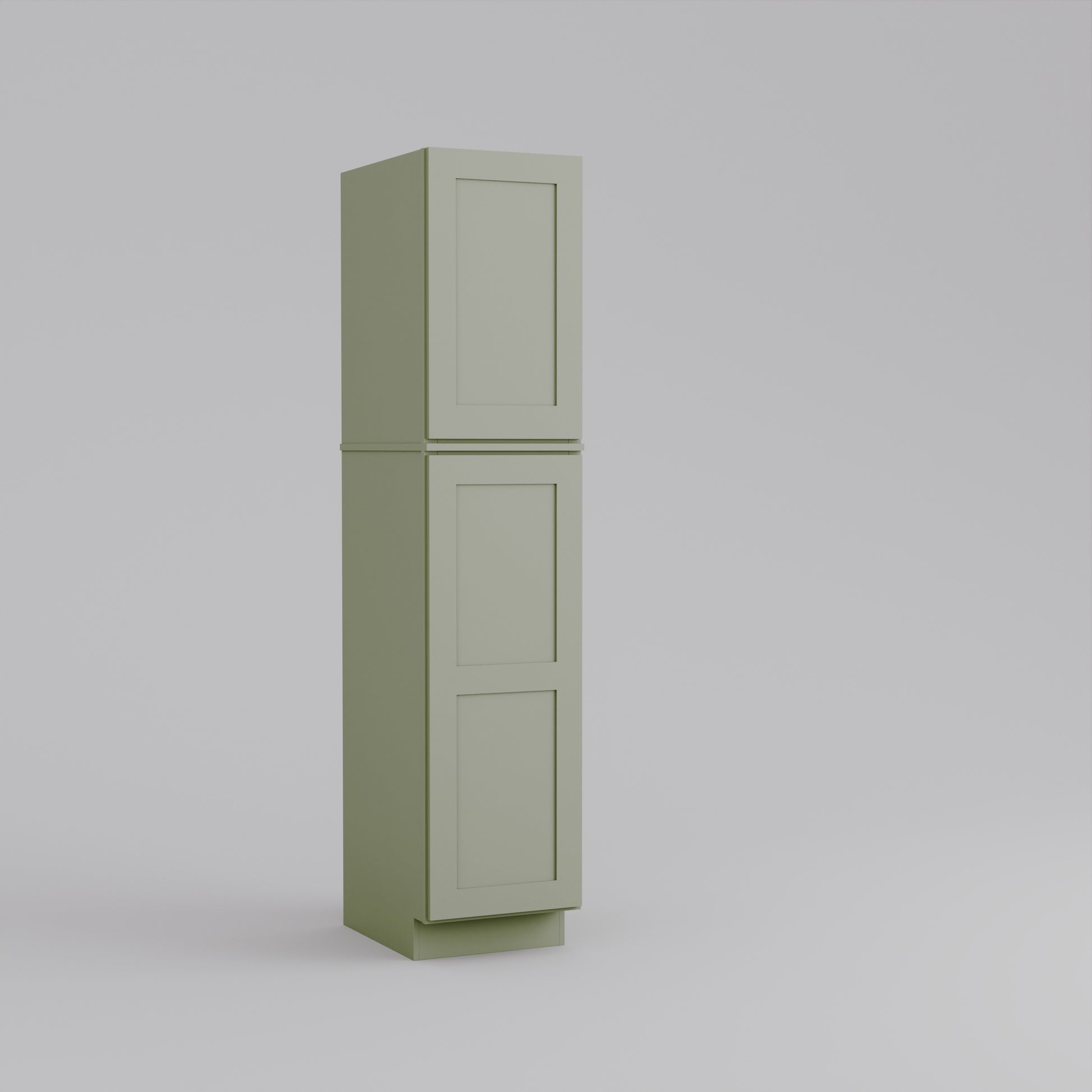 two piece utility pantry tall shaker cabinet sage green 18