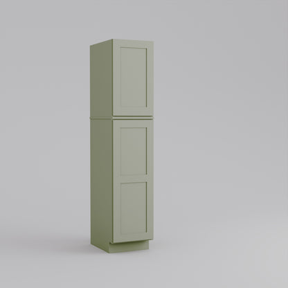 two piece utility pantry tall shaker cabinet sage green 18