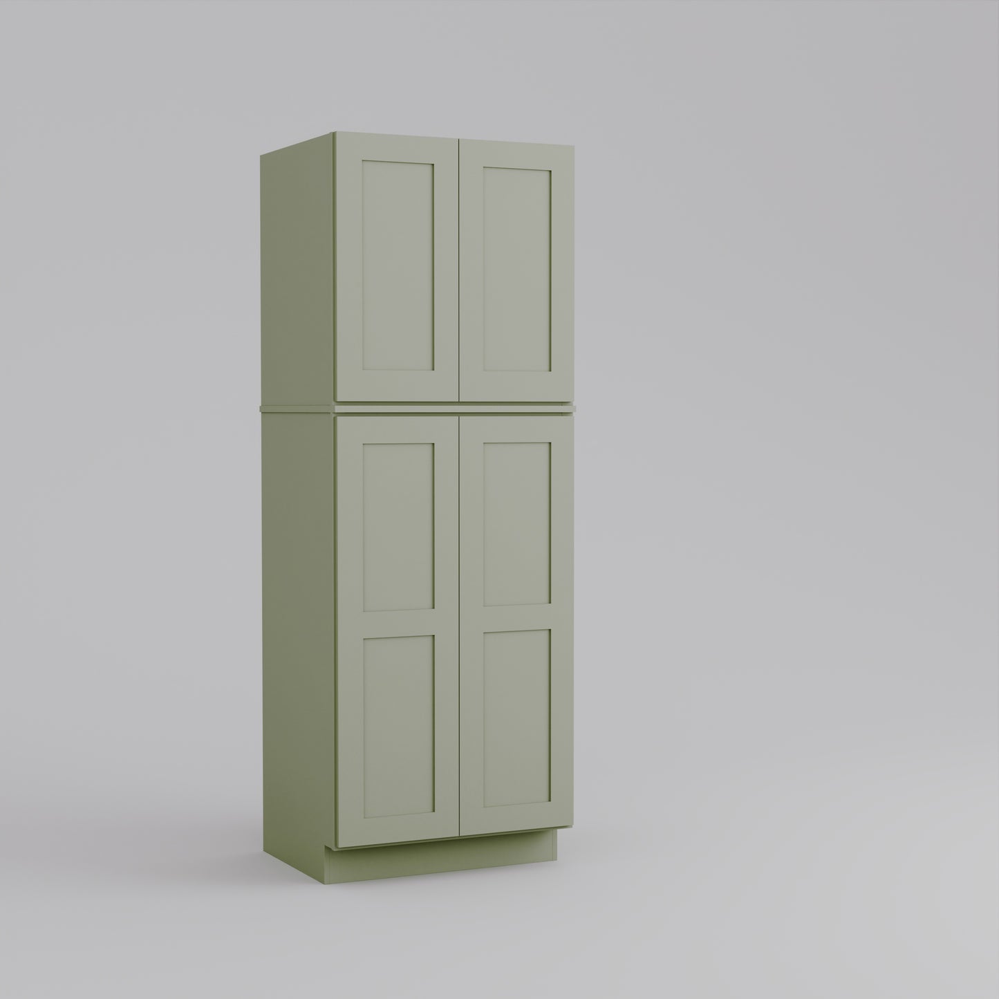 two piece utility pantry tall shaker cabinet sage green 30