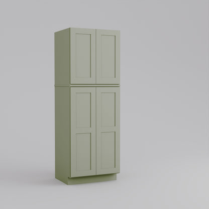 two piece utility pantry tall shaker cabinet sage green 30