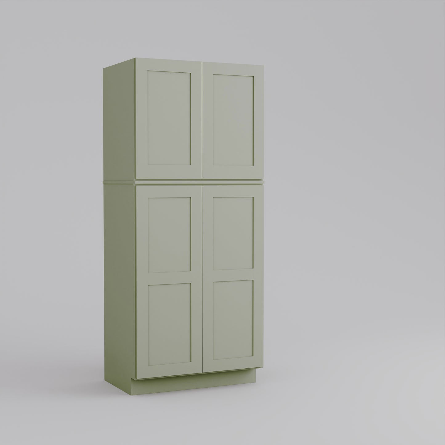 two piece utility pantry tall shaker cabinet sage green 36