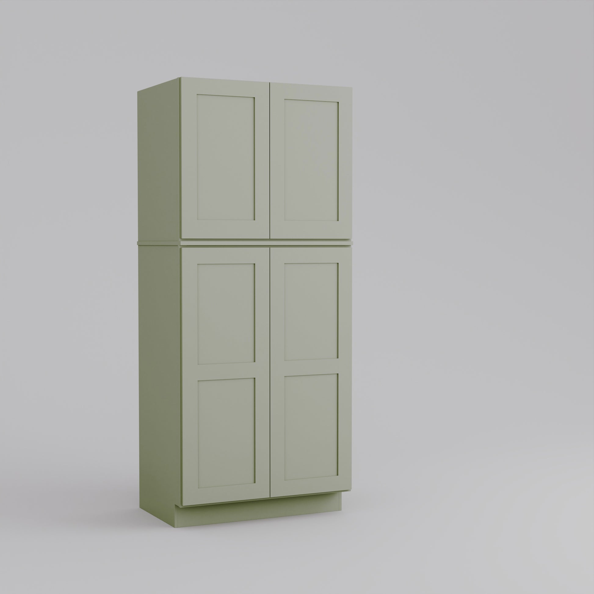 two piece utility pantry tall shaker cabinet sage green 36