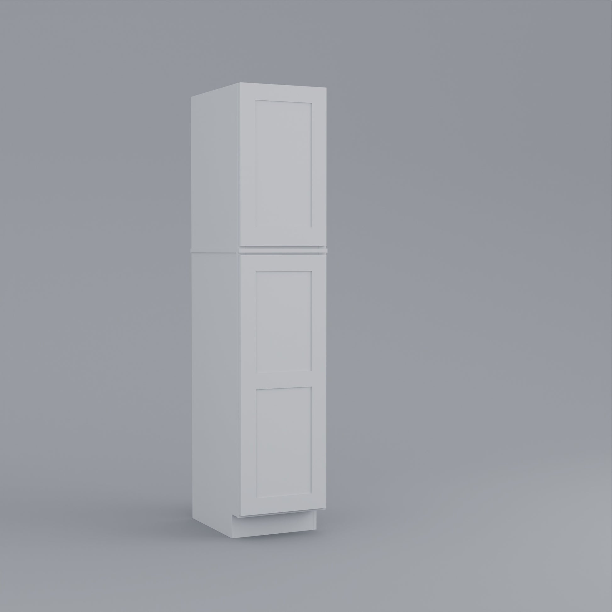 two piece utility pantry tall shaker cabinet white