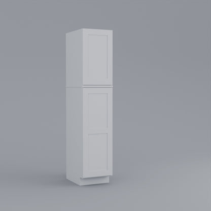 two piece utility pantry tall shaker cabinet white