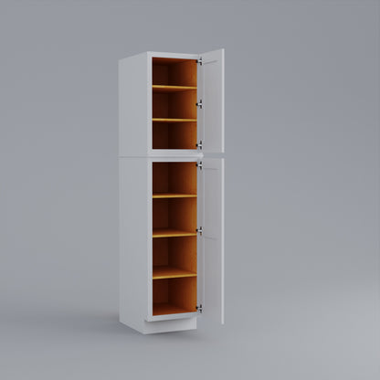 two piece utility pantry tall shaker cabinet white 18 open
