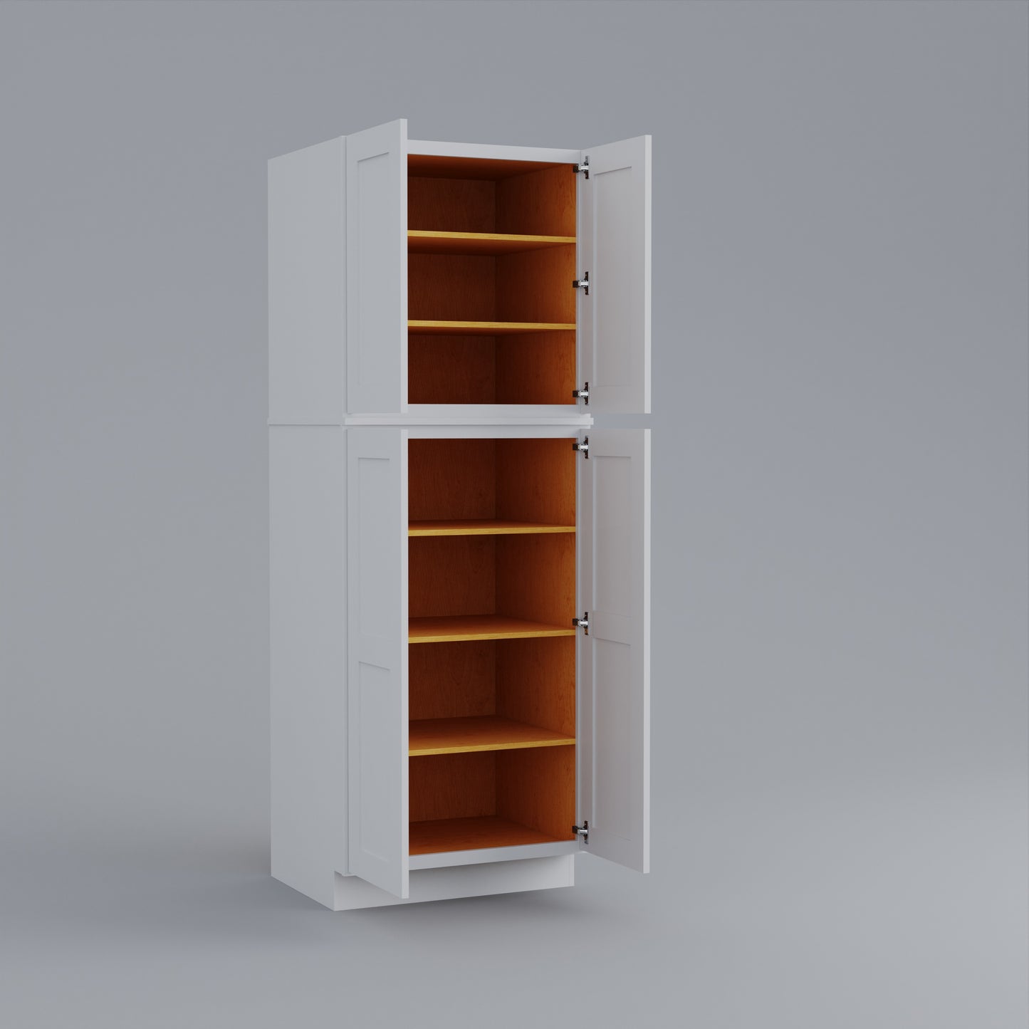 two piece utility pantry tall shaker cabinet white 30 open