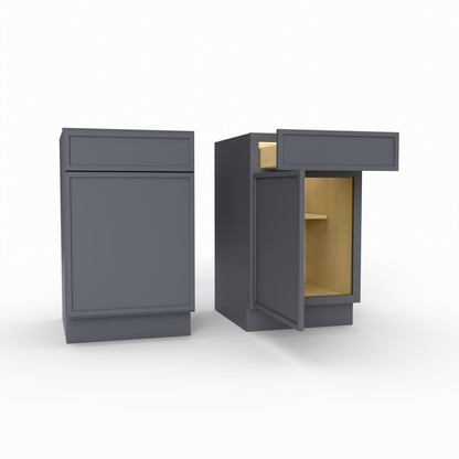 black cabinet with open drawers on a white background