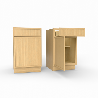 Wooden cabinet and shelf unit on a white background