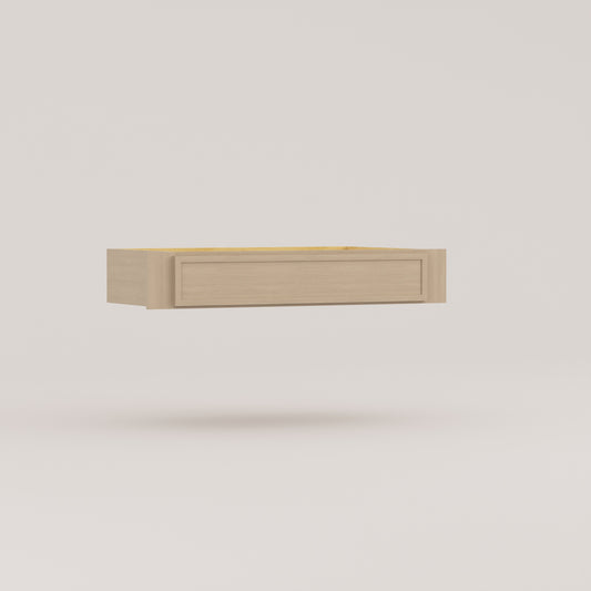vanity knee drawer slim frame shaker cabinet rift cut white oak