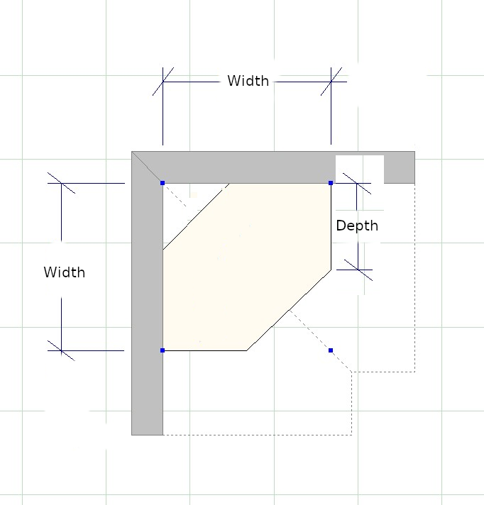 Shaker Diagonal Corner Wall Cabinet 24" W x 12" to 42” H x 12" D
