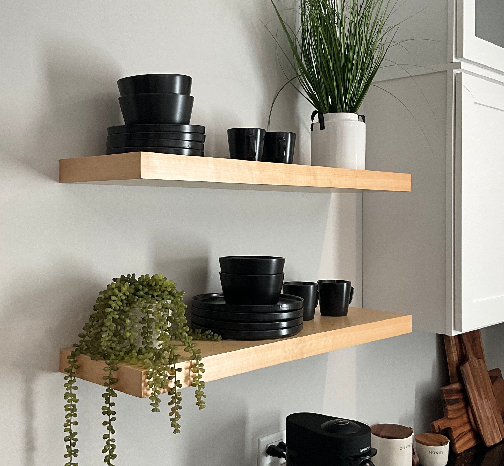 Natural Wood Floating Shelves