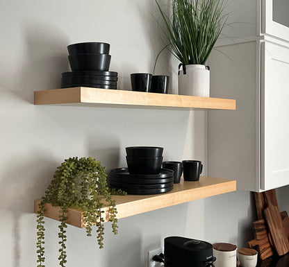 Natural Wood Floating Shelves