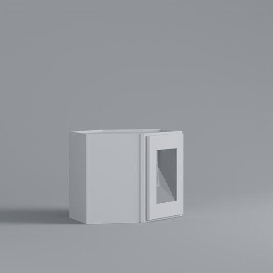 Shaker Diagonal Corner Wall Cabinet white glass door