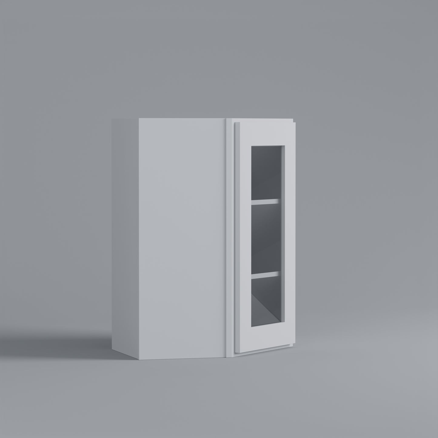 Shaker Diagonal Corner Wall Cabinet white glass door