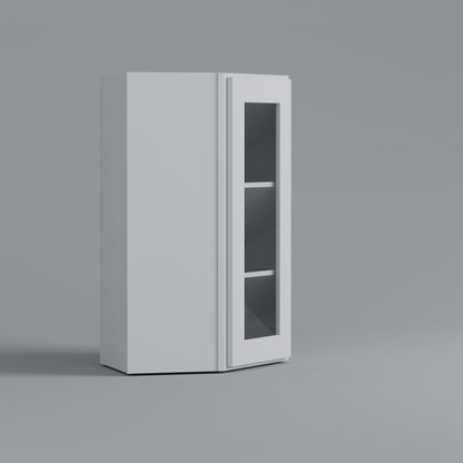 Shaker Diagonal Corner Wall Cabinet white glass door