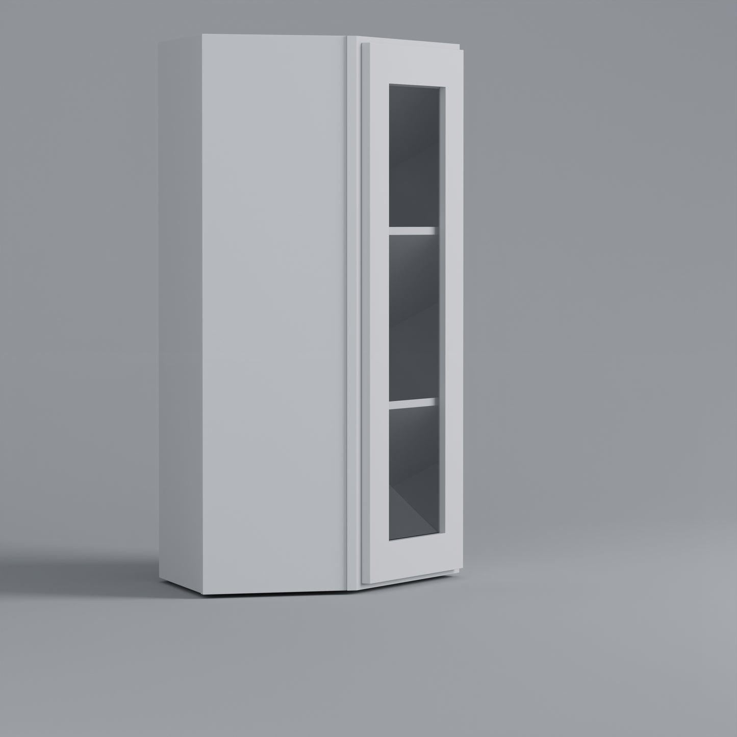 Shaker Diagonal Corner Wall Cabinet white glass door