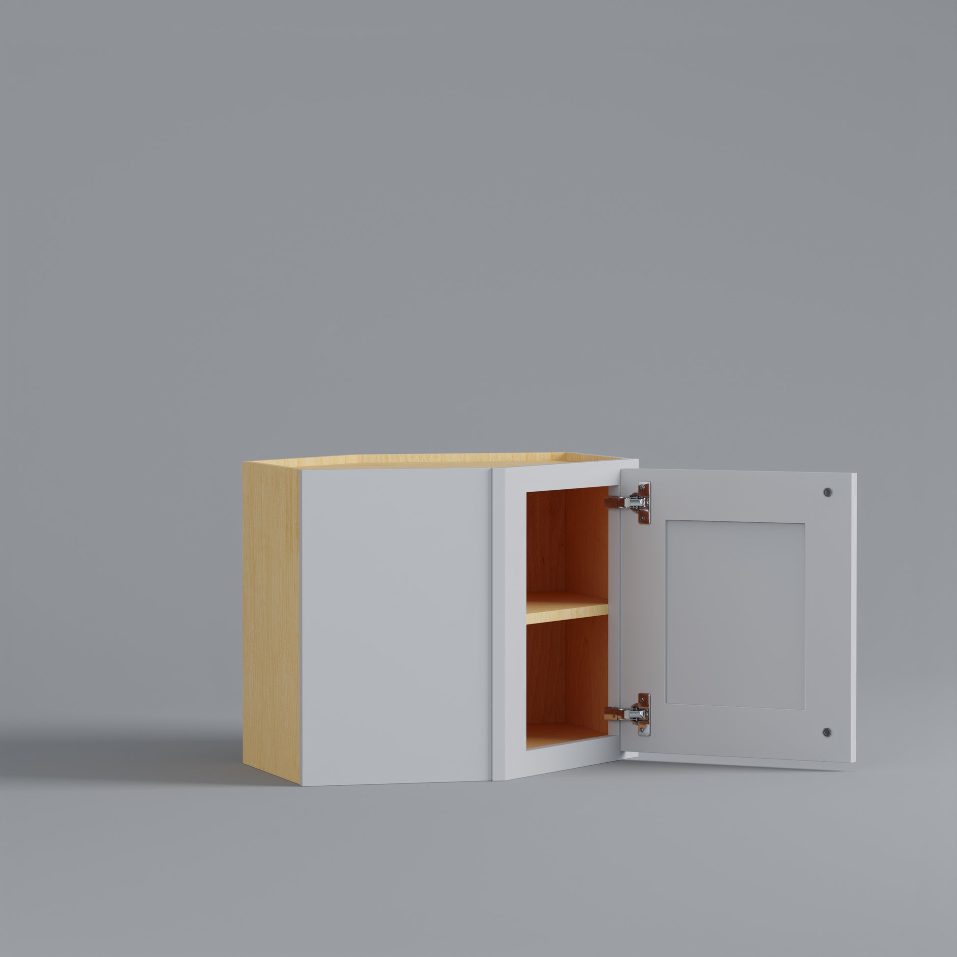 Shaker Diagonal Corner Wall Cabinet white open