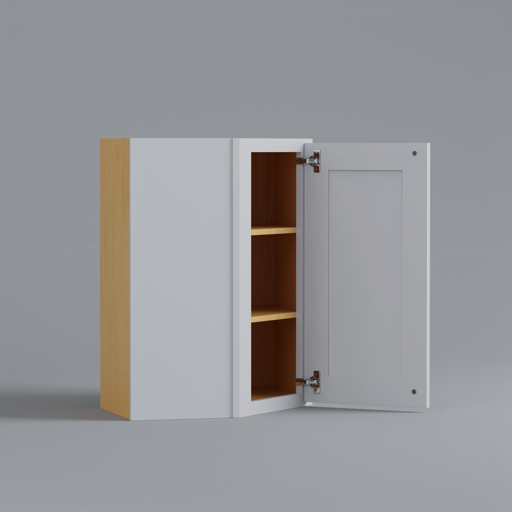 Shaker Diagonal Corner Wall Cabinet white open