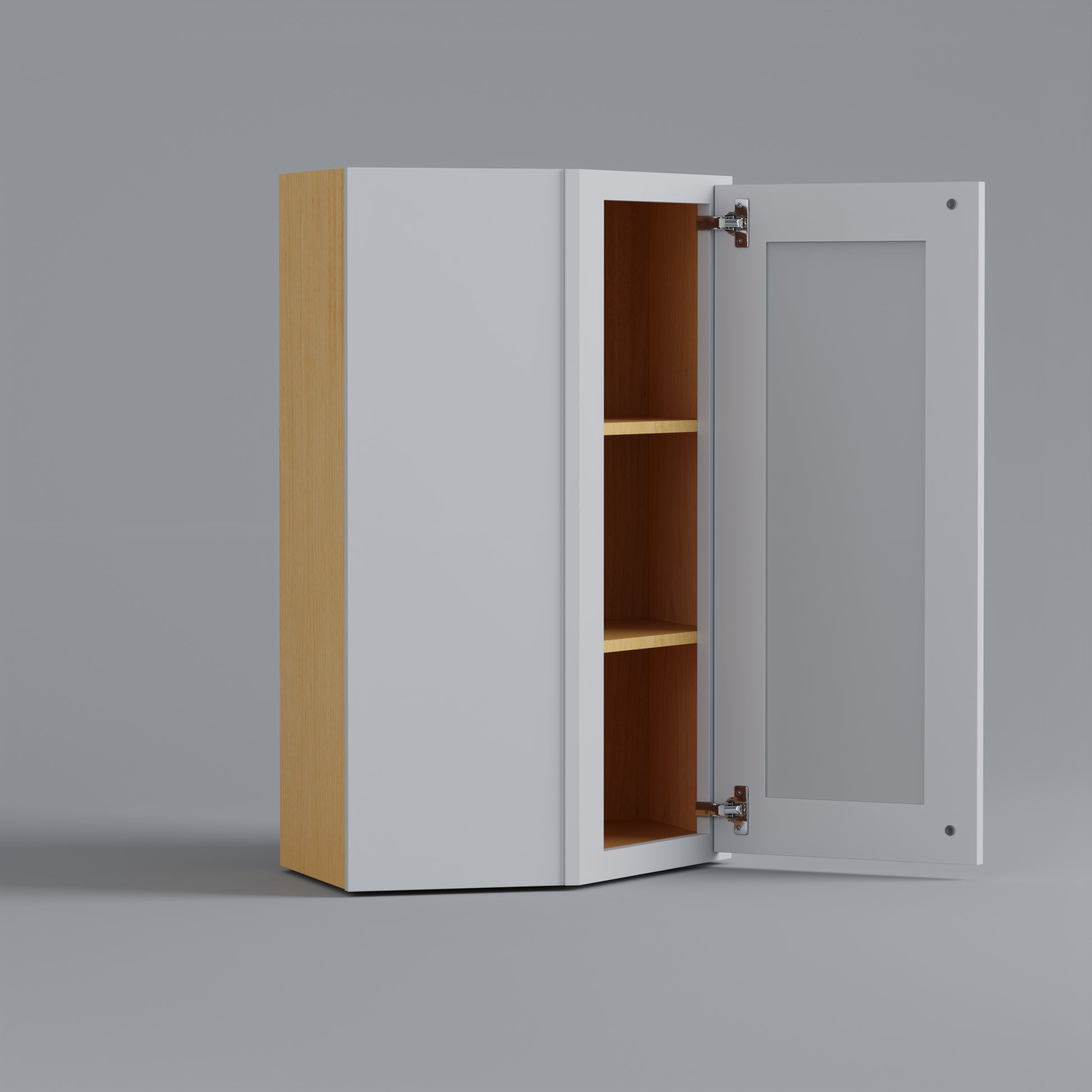 Shaker Diagonal Corner Wall Cabinet white open