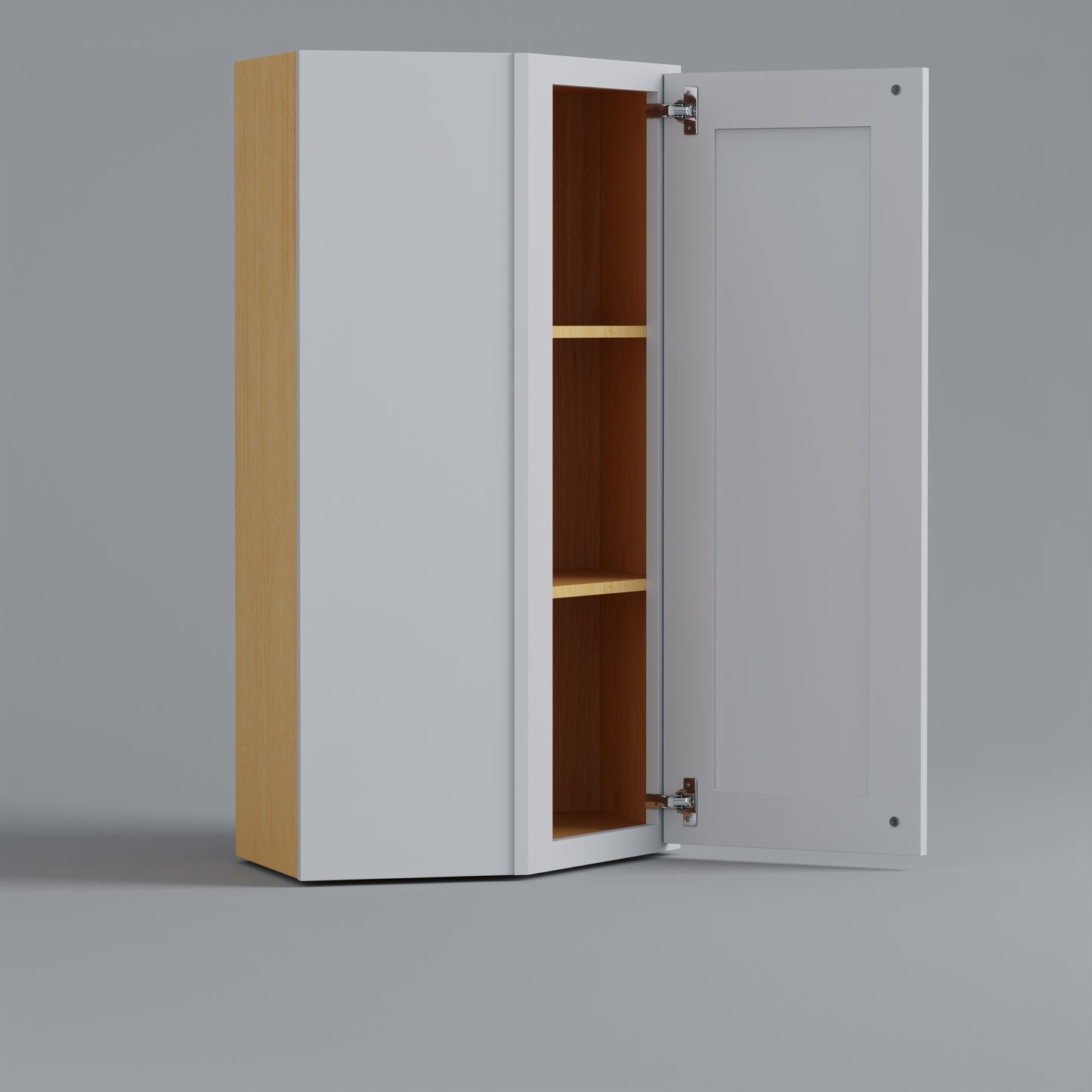 Shaker Diagonal Corner Wall Cabinet white open