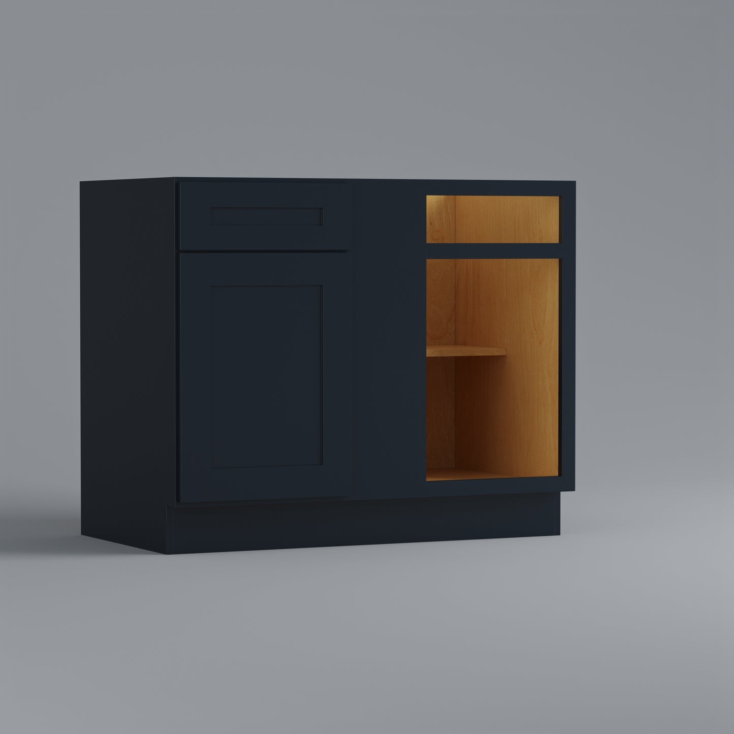 base blind corner shaker cabinet blue