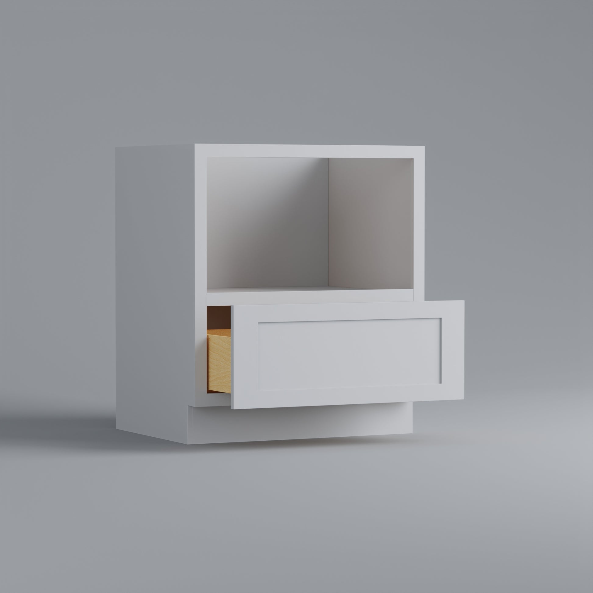 base microwave drawer shaker cabinet white open