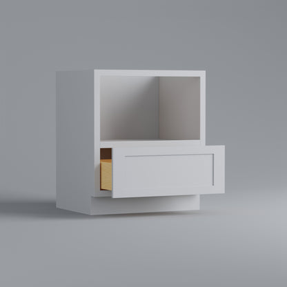 base microwave drawer shaker cabinet white open