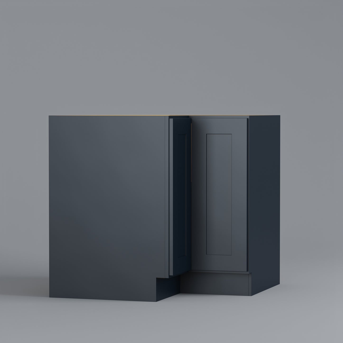 lazy Susan easy reach base corner shaker cabinet blue