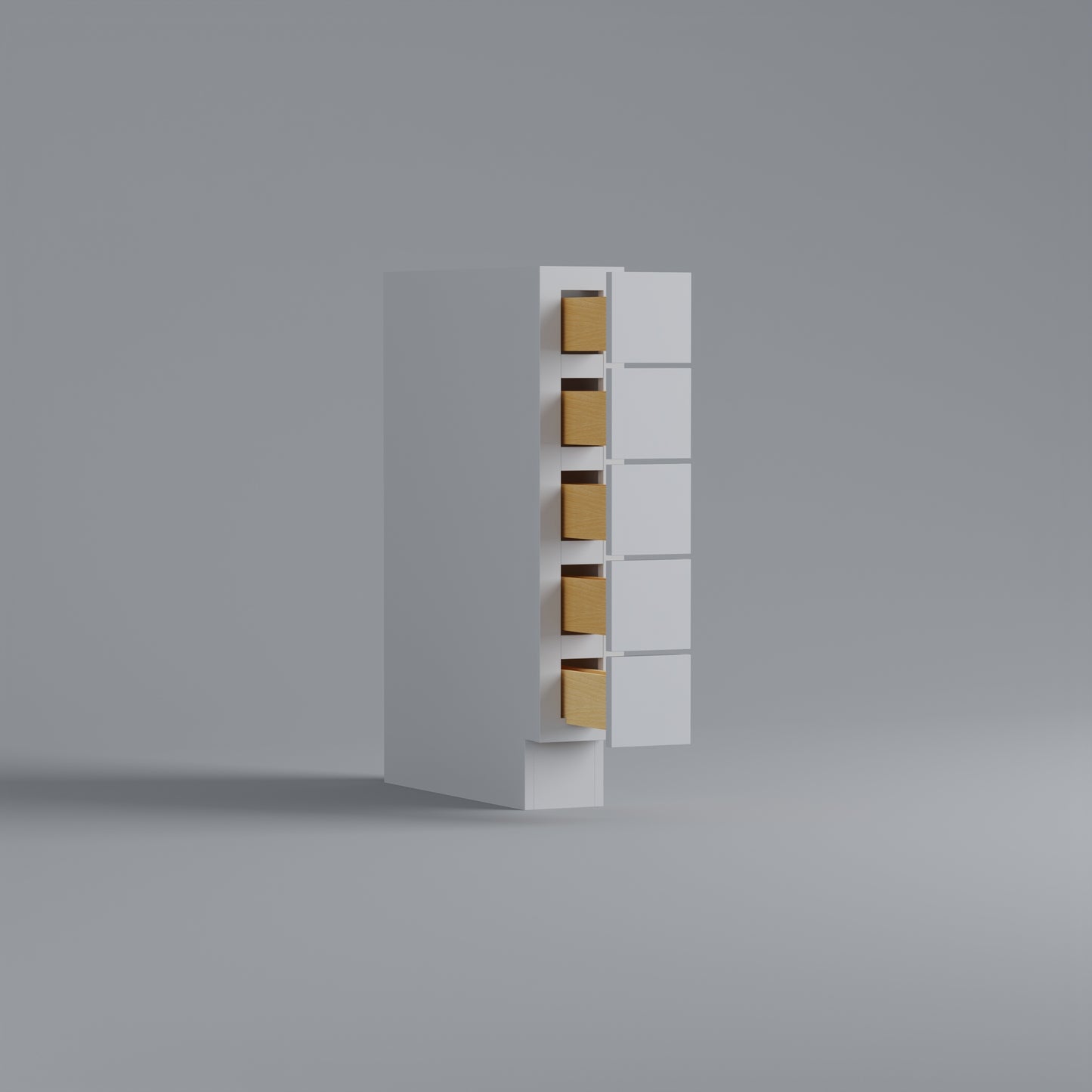 Open 5 drawer spice cabinet 6 inch white