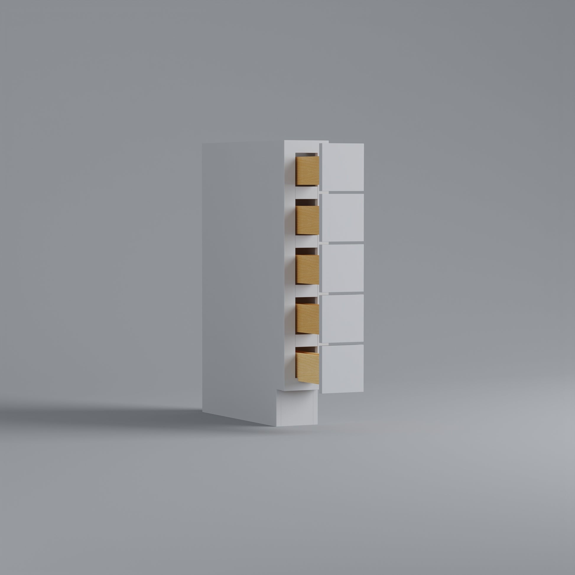 Open 5 drawer spice cabinet 6 inch white