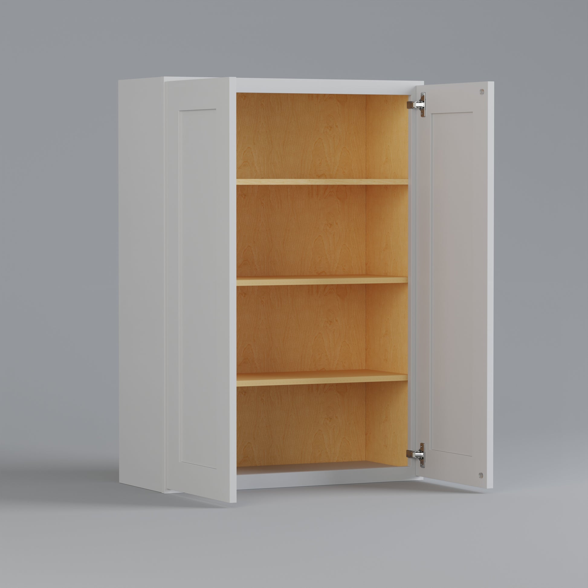 shaker wall cabinet 3042 white open