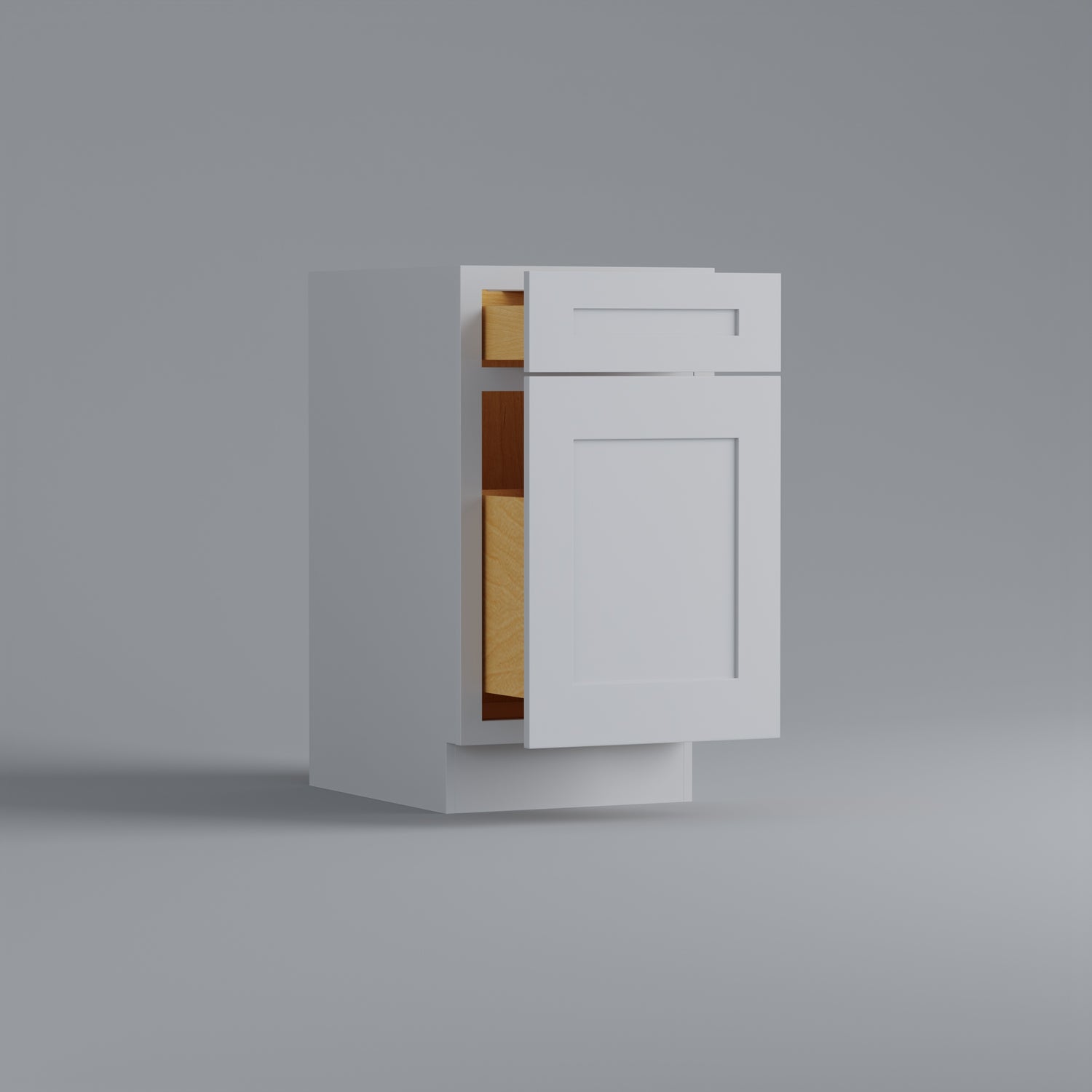 waste basket trash can drawer shaker cabinet white open